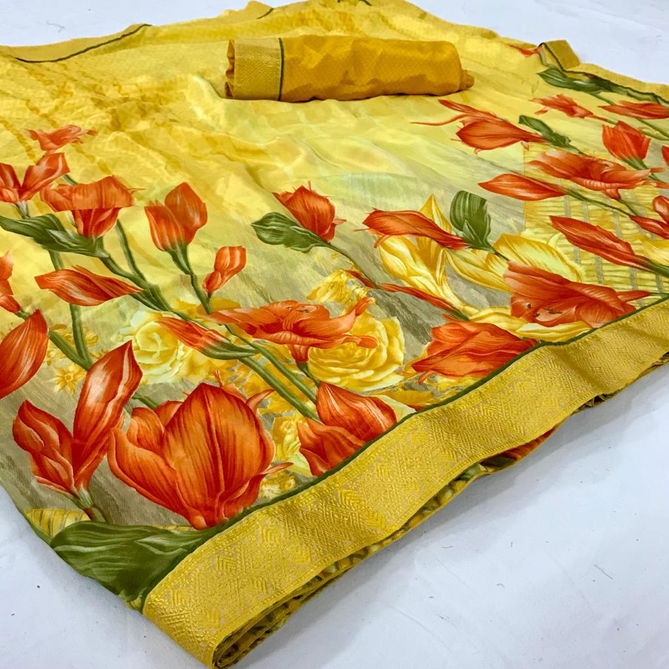 Lt Golden Touch Latest Fancy Designer Satin Crape Printed Daily Wear Saree Collection